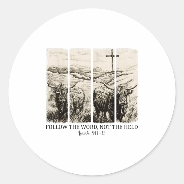 Follow The Word Not The Herd Western Christian Jes Classic Round Sticker (Front)
