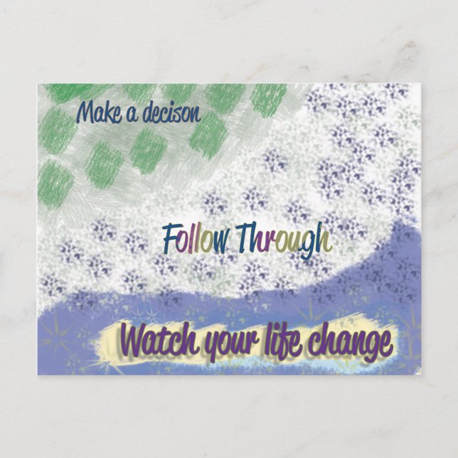 "Follow Through" inspirational postcard (Front)