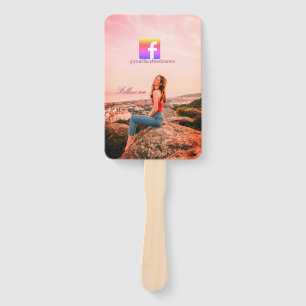 follow us facebook username social media photo hand fan