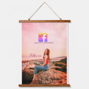 follow us facebook username social media photo  hanging tapestry
