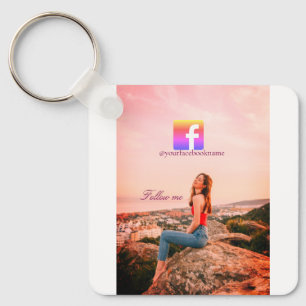 follow us facebook username social media photo  key ring