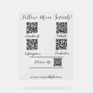 Follow Us on Social Media Acrylic Sign
