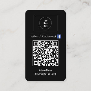 Follow us on Social Media QR Code Black Business Card