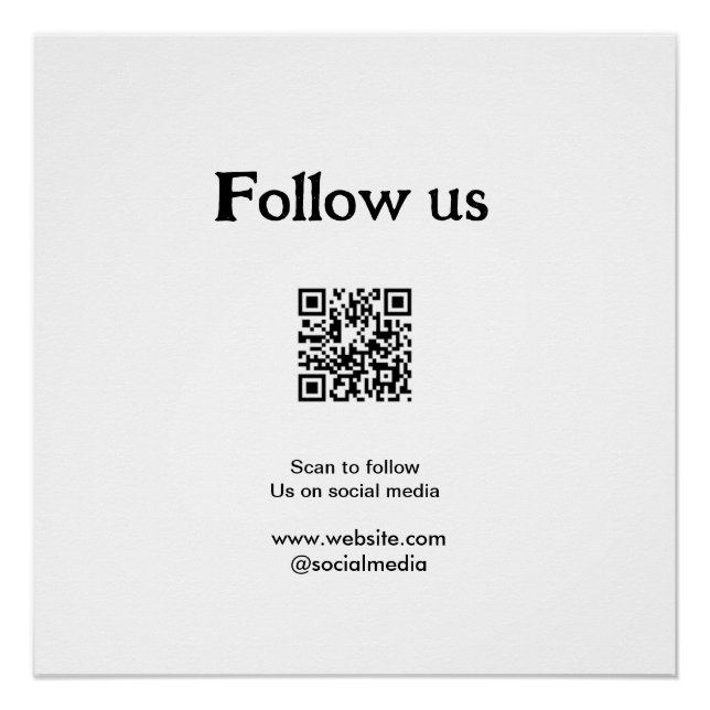 Follow us on social media scan QR code to follow  Poster (Front)