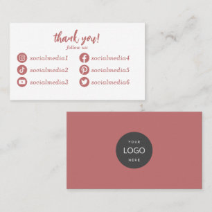 Follow us on Social Media Thank You Business Card