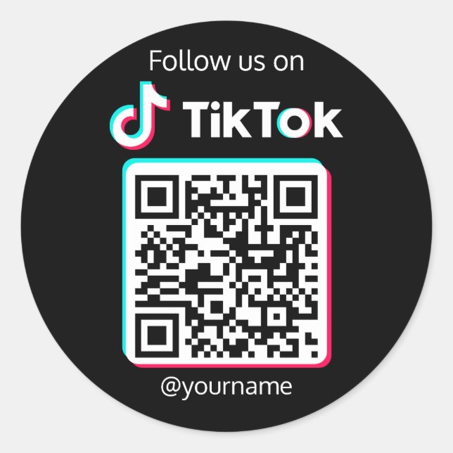 Follow Us On TikTok Social Media QR Code Classic Round Sticker (Front)