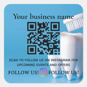 Follow Us QR Code Sign   Instagram Follow Dentist Square Sticker