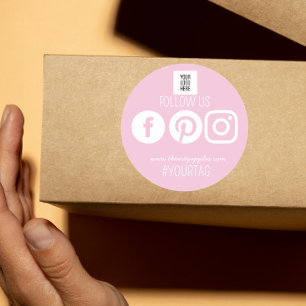 Follow Us Social Media small business Logo Classic Round Sticker