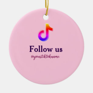 follow us tiktok username social media add QR text Ceramic Tree Decoration