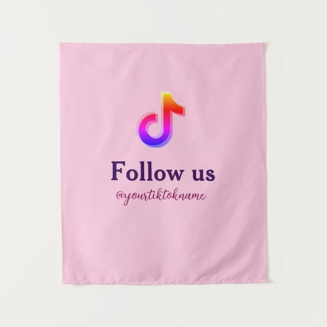 follow us tiktok username social media add QR text Tapestry (Front)
