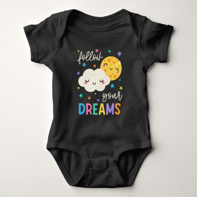 Follow Your Dreams | Cloud & Moon Baby Bodysuit (Front)