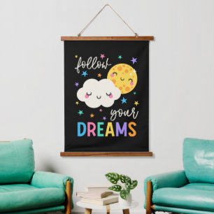 Follow Your Dreams   Cloud & Moon Hanging Tapestry