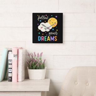 Follow Your Dreams   Cloud & Moon Square Wall Clock