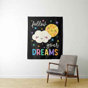Follow Your Dreams   Cloud & Moon Tapestry