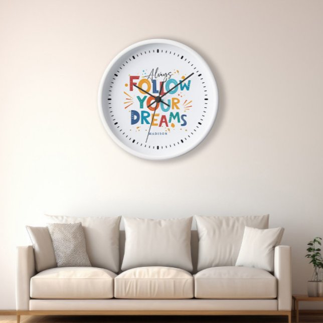 Follow Your Dreams Colourful fun typography Clock (Creator Uploaded)