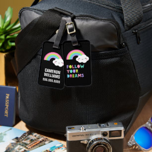 Follow Your Dreams Cute Rainbow Cloud Luggage Tag