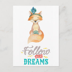 Follow Your Dreams Fox Postcard