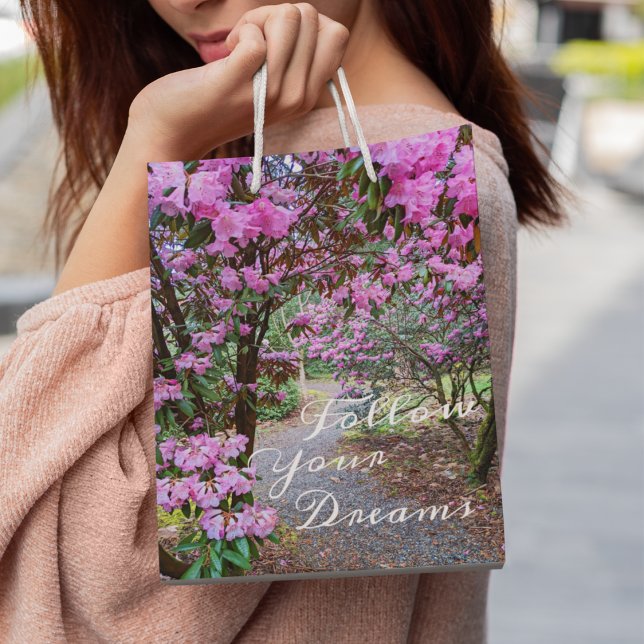 Follow Your Dreams Garden Path Floral Medium Gift Bag (In Situ)