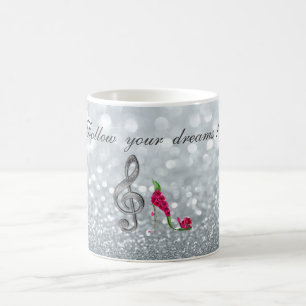 Follow your dreams, Glittery, Heels,Violine Key Coffee Mug