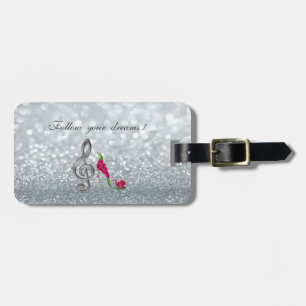 Follow your dreams, Glittery, Heels,Violine Key Luggage Tag