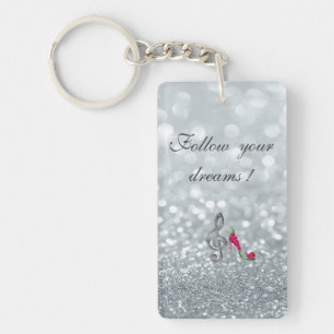 Follow your dreams, Glittery, Heels,Violine Key Ring