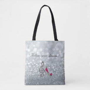 Follow your dreams, Glittery, Heels,Violine Key Tote Bag