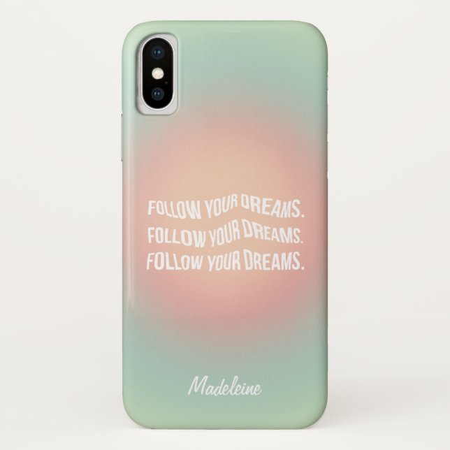 Follow Your Dreams Pastel Gradient Motivational Case-Mate iPhone Case (Back)