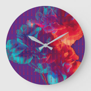 Follow Your Dreams Quotes Colorful Flowers Large Clock