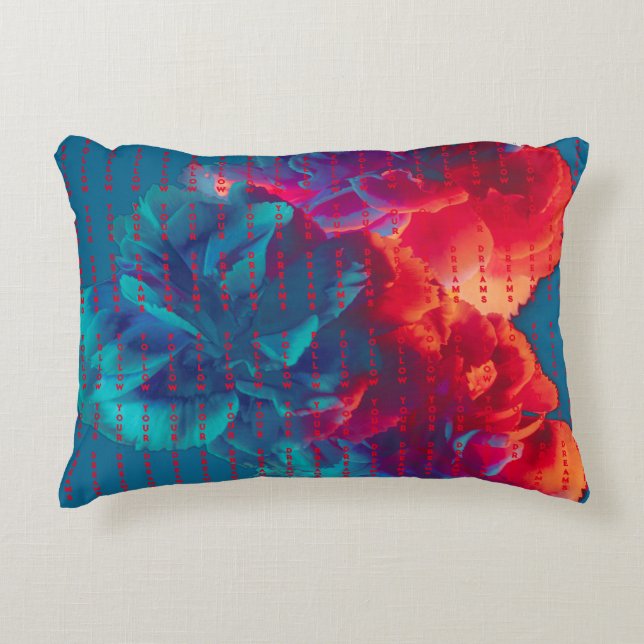 Follow Your Dreams Quotes Colourful Flowers Decorative Cushion (Front)
