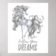Follow Your Dreams - Silver & White Unicorn