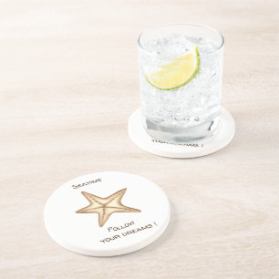 Follow your dreams watercolor Seatime Starfish Coaster