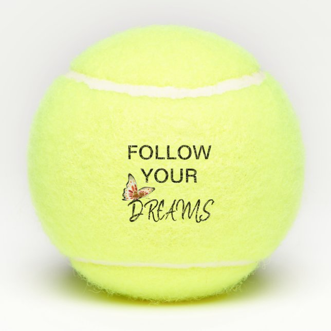 Follow Your Dreams Watercolour Butterfly Inspire Tennis Balls (Back)