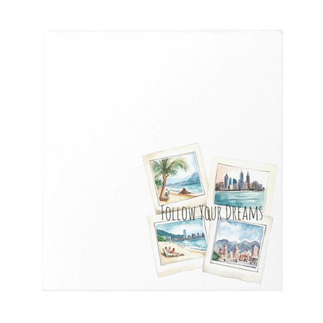 Follow Your Dreams World Travel Notepad (Front)