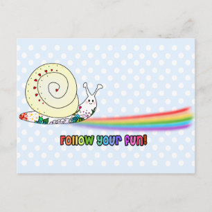 Follow Your Fun Cute Snail Rainbow Postcard