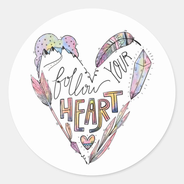 Follow Your Heart Classic Round Sticker (Front)