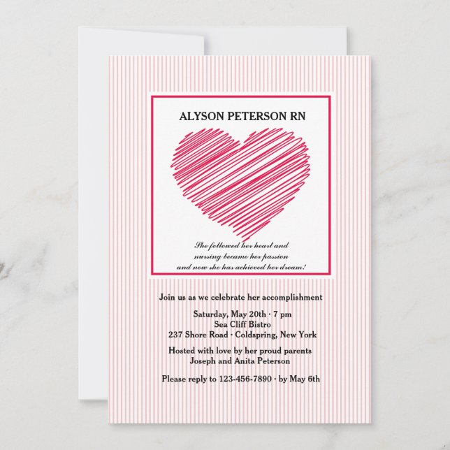 Follow Your Heart Nursing Graduation Invitation (Front)