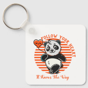 Follow Your Heart Panda Cute Inspirational Key Ring
