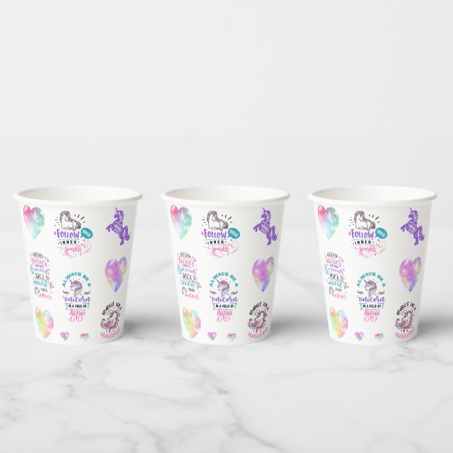 Follow Your Inner Sparkle Unicorn Paper Cups (Multi)