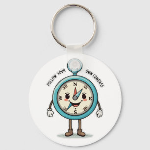 Follow Your Own Compass Cute Retro Inspirational C Key Ring
