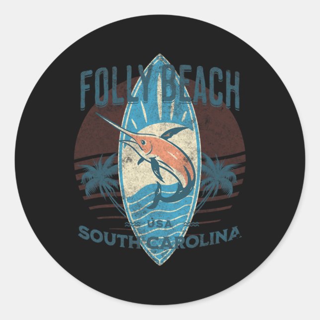 Folly Beach _2  Classic Round Sticker (Front)