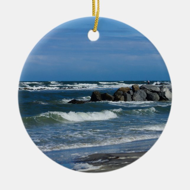 Folly Beach Atlantic Ceramic Tree Decoration (Front)