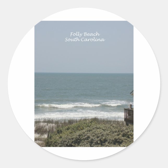 Folly Beach Classic Round Sticker (Front)