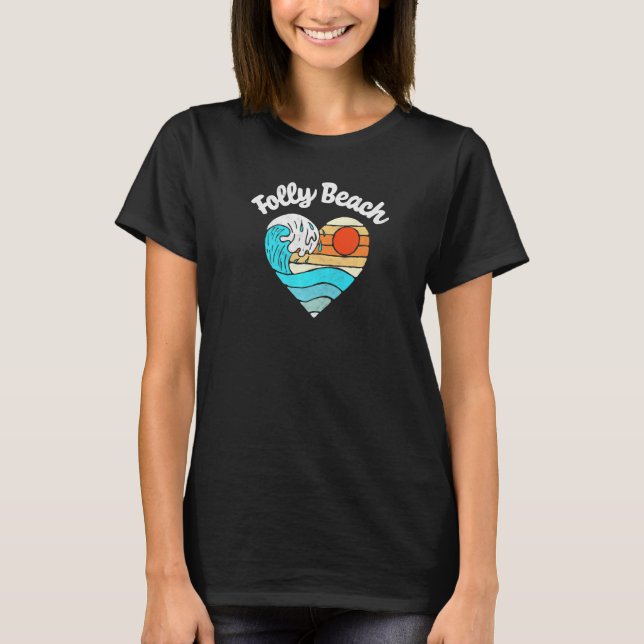 Folly Beach  Heart Surf Wave T-Shirt (Front)