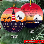 Folly Beach lighthouse SC Retro Sunset Souvenirs Ceramic Tree Decoration<br><div class="desc">Folly Beach retro beach design for vacation. Folly Beach South Carolina island Vintage souvenir for travel to South Carolina island. Folly Beach beach artwork for South Carolina vacationers and backpackers. Folly Beach retro souvenir. Design for backpackers and travel to South Carolina . island with beach Vintage souvenir for seaside vacationers....</div>