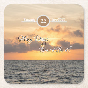 Folly Beach Morning Wedding Paper Coasters