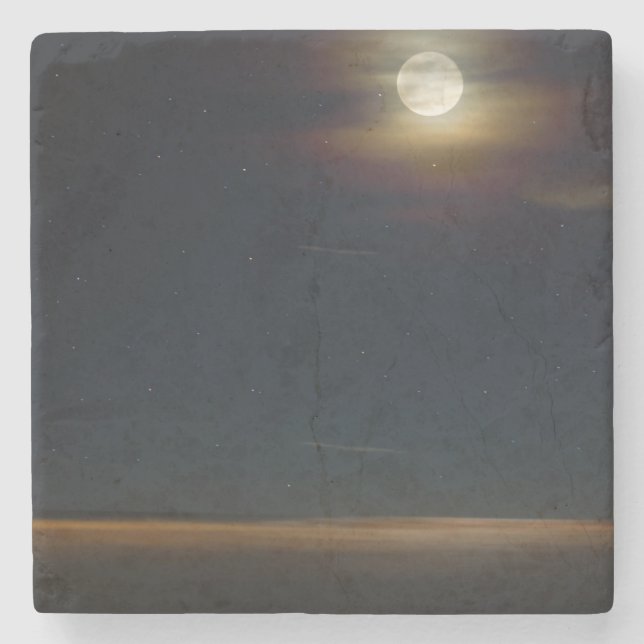 Folly Beach Night Stone Coaster (Front)