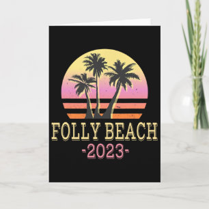 Folly Beach Retro Beach Family Vacation Men Women  Card