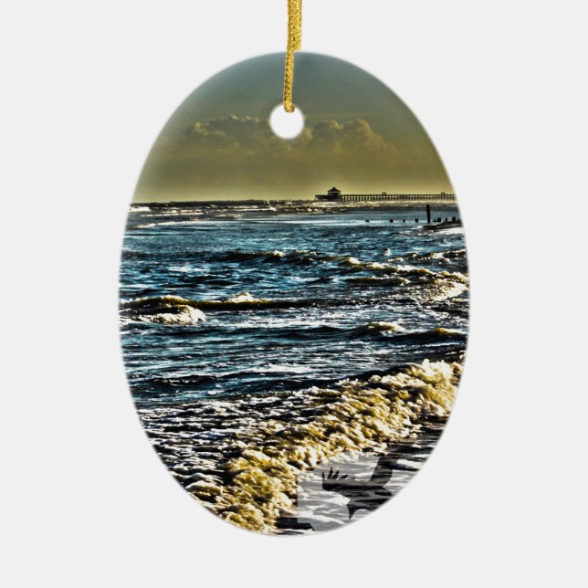 Folly Beach, SC Ceramic Tree Decoration (Front)