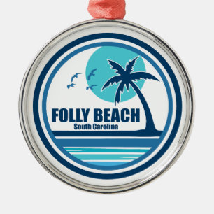 Folly Beach South Carolina Palm Tree Birds Metal Tree Decoration