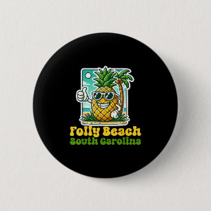 Folly Beach South Carolina Sc Cute Pineapple Thumb 6 Cm Round Badge